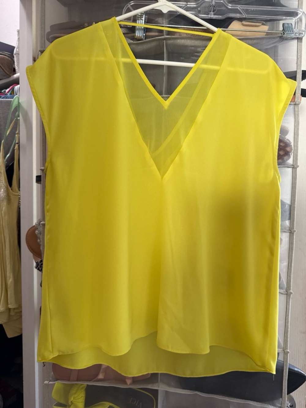 Express Bright Yellow V-Neck Sleeveless Blouse